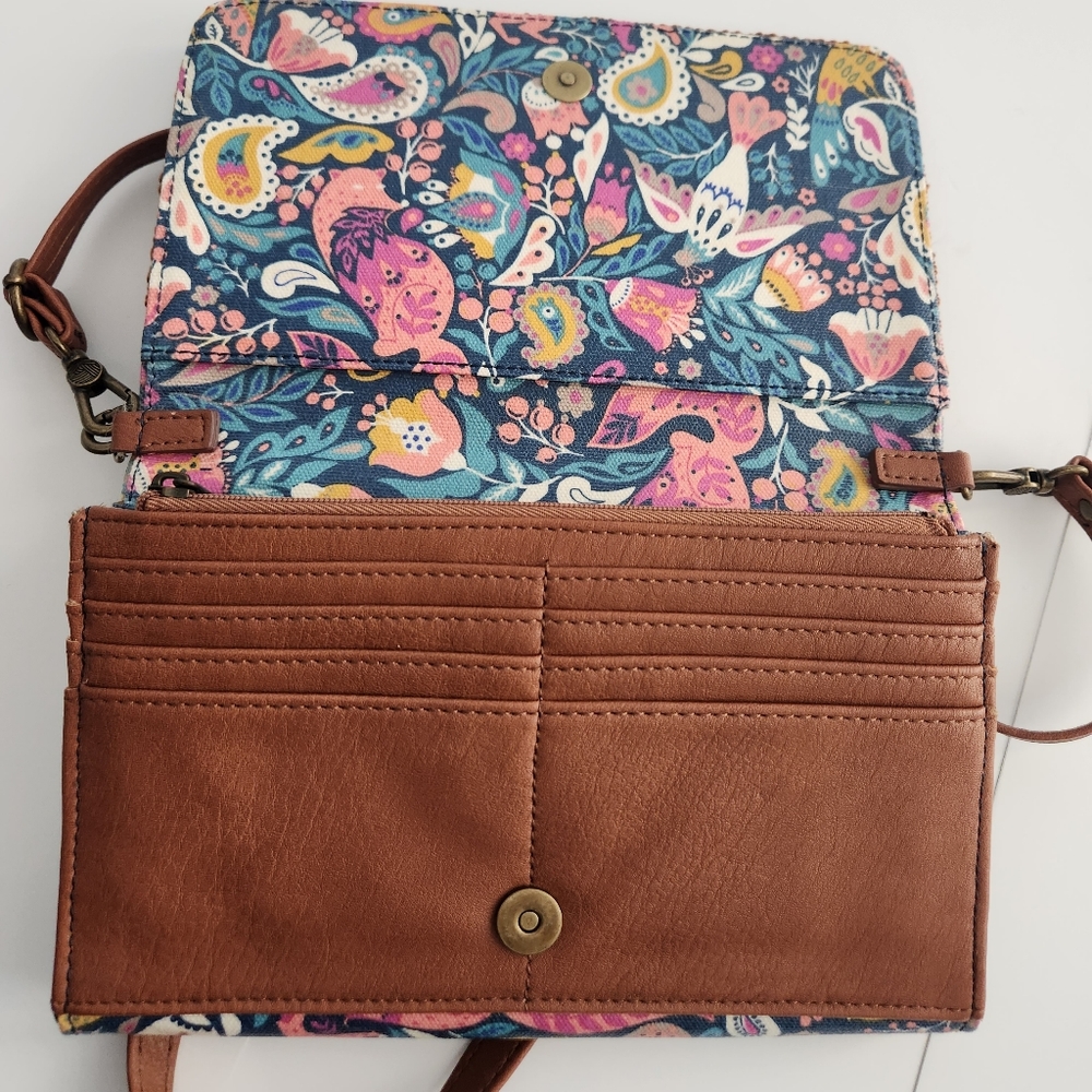 Sakroots Teal Enchanted Forest Luna Smartphone Crossbody Bag Wristlet Excellent - Picture 3 of 10